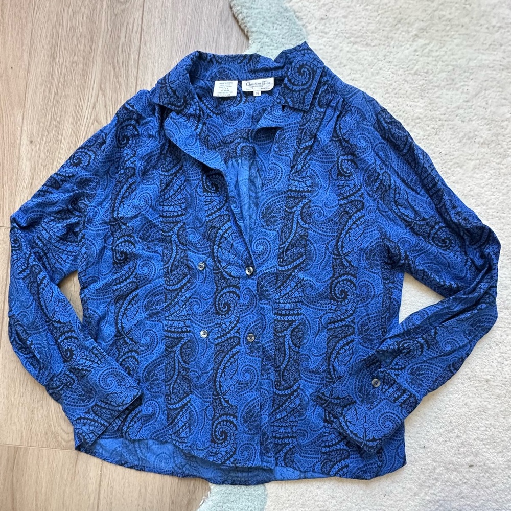 Vintage Christian Dior paisley top - Picture 2 of 8